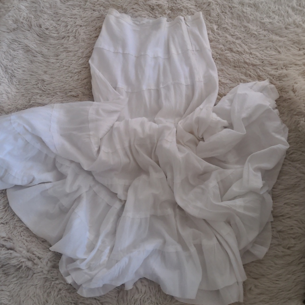 White A-line full length skirt